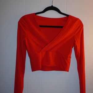 Forever 21 Red Long Sleeve Crop Top